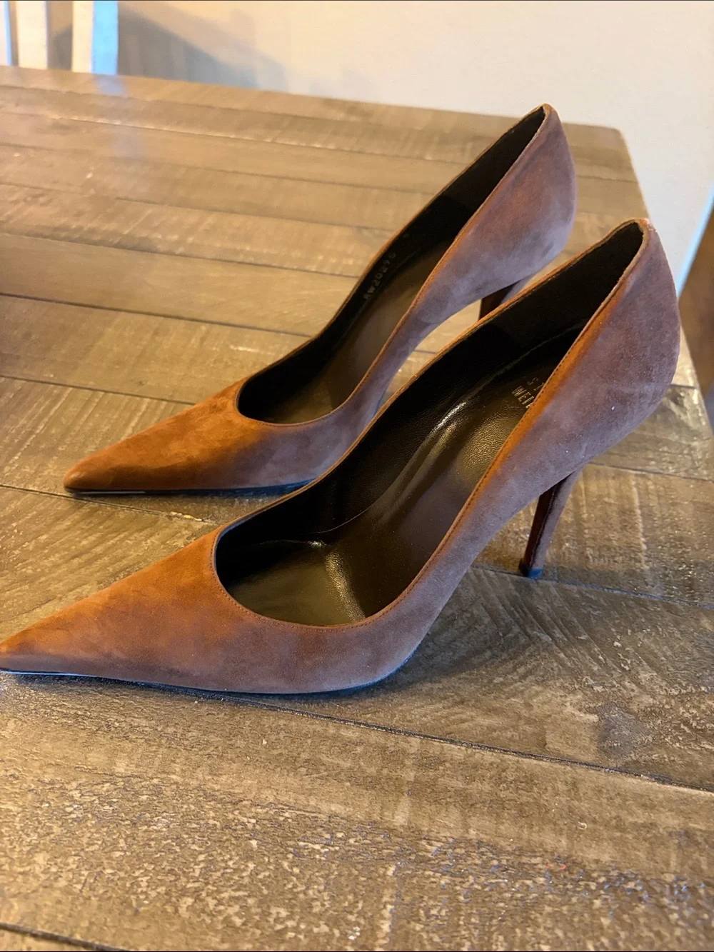 Stuart Weitzman Brown Suede Pointed-Toe Pumps